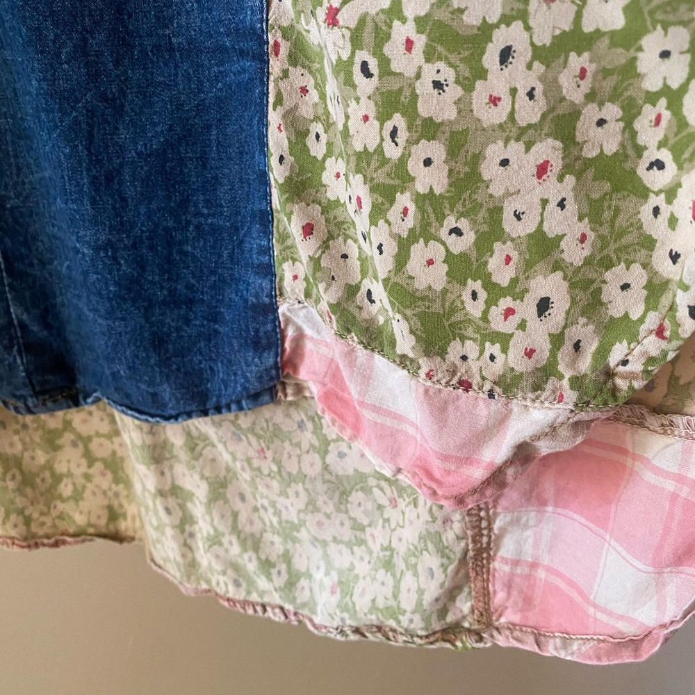 Young Threads Denim Patchwork Tunic Top with Pink… - image 7